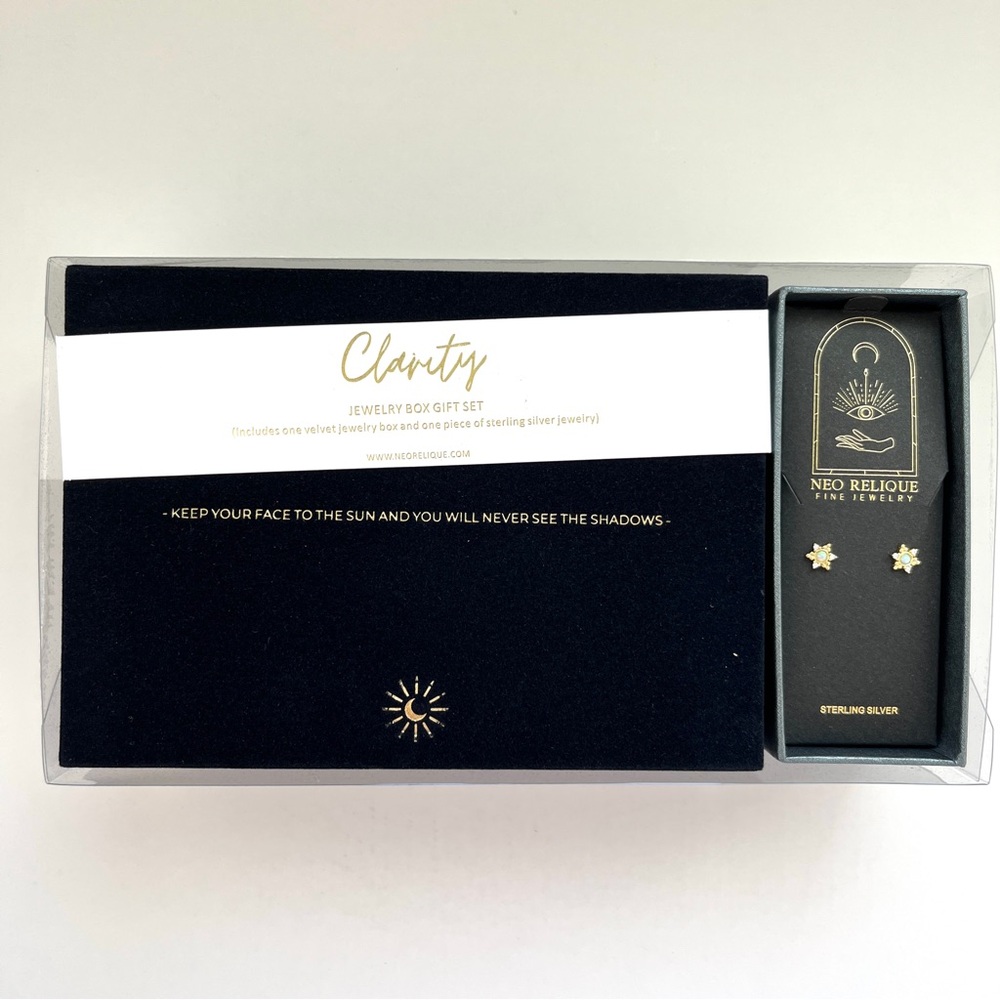 Brand New NEO Relique Fine Jewelry Box gift Set  -  Sterling Silver Earrings